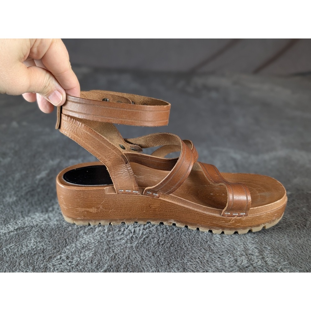 Swedish Hasbeens Sandal Wood Heel Boho Leather EU 40 Gladiator Handmade Spring - Picture 9 of 16
